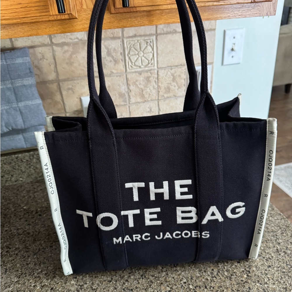 Marc Jacobs Black and Cream Canvas Tote